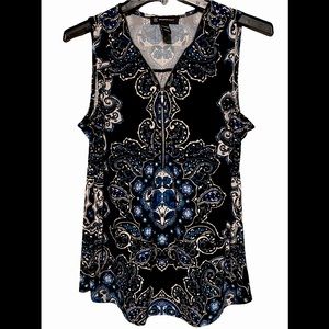 INC Sleveless Daytime Blouse Blue/Black Size M